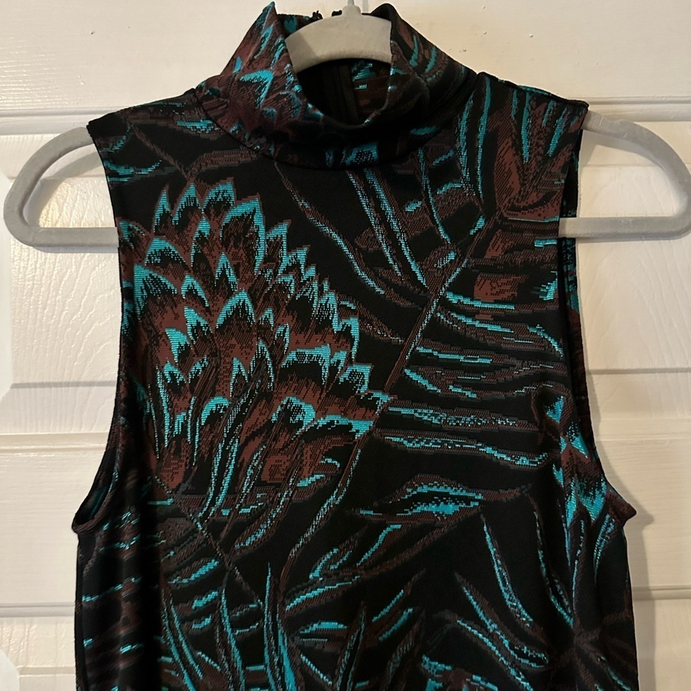 Mara Hoffman teal and chocolate brown floral print swing mini dress, size small - Picture 7 of 8
